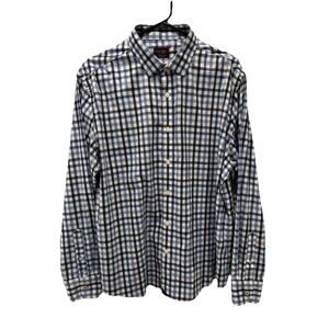 UNTUCKit Men’s Shirt XL Blue White Check Button Up Performance Stretch Nylon